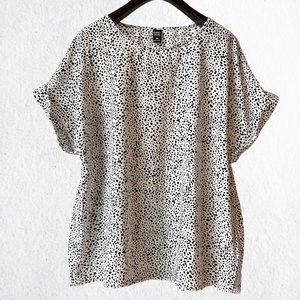 Emery Rose Black & White Speckled/Dots Short Sleeve Blouse Size XXL